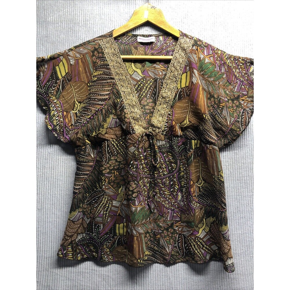 Y2K MEGHAN NOLAND Los Angeles Sheer Floral Kimono Tunic Top Size Unknown